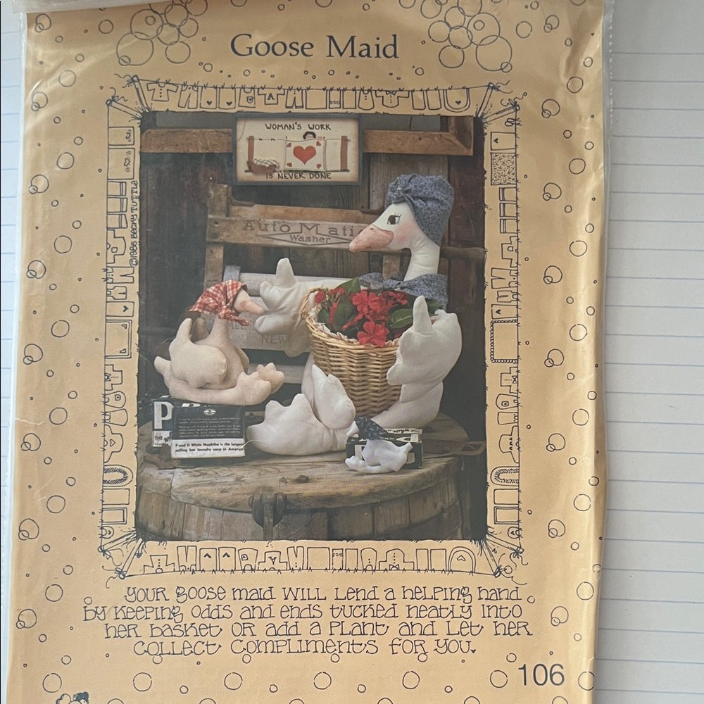 Goose Maid Decorative Figurine - White and Gray